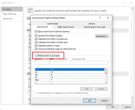 Turn AutoCorrect on or off in Outlook .